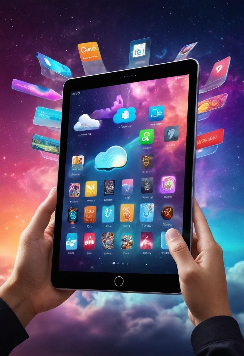 A sleek and modern digital interface showcasing a vibrant array of bookmarks neatly organized into categories, with a futuristic hand effortlessly navigating through them on a glowing tablet. The background features subtle hints of cloud storage icons symbolizing internet connectivity. super-realistic. vibrant colors. digital art.